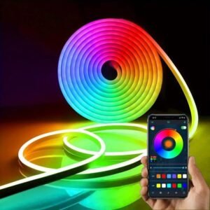 RGB Color Changing Neon Strip Light. 1 Count App Control USB Music Sync Light Strip. Desktop Ambient Lighting. TV LED Backlight. Home Decor